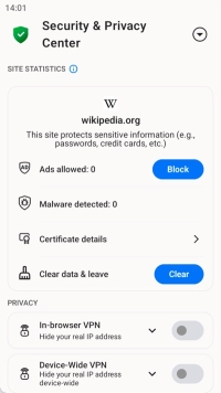 Avast Secure Browser для Android - скриншот 1